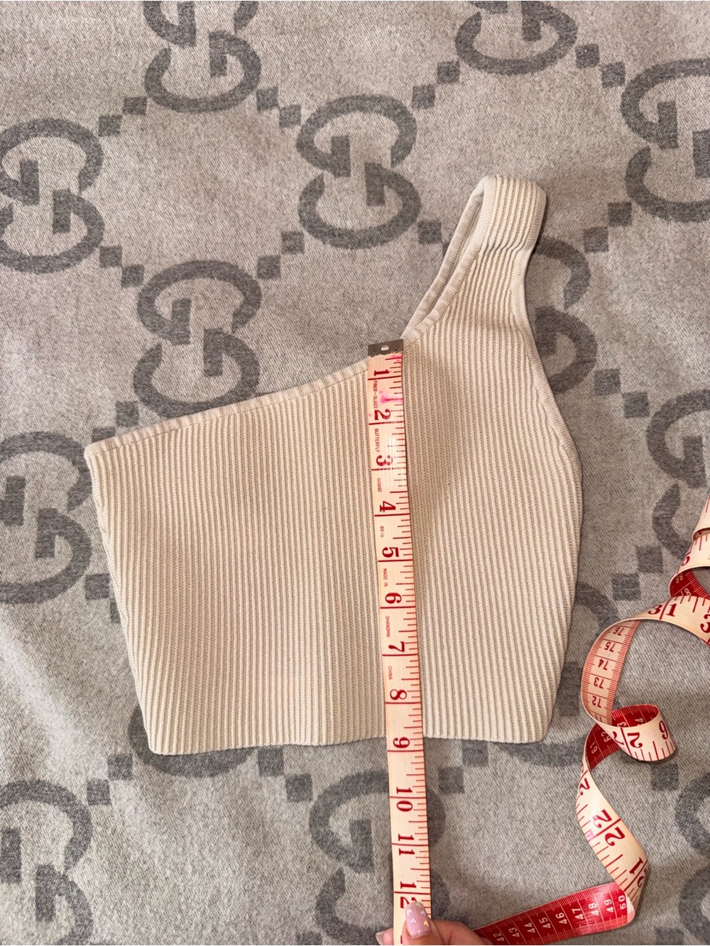 Babaton Cream Sculpt Knit Ribbed Knit Top, One Shoulder - Picture 4 of 8